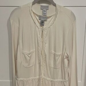 Talbots Collection Cream/White 85% Modal Cardigan Sweater Set Size XL